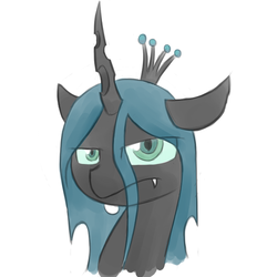 Size: 720x720 | Tagged: safe, artist:martinhello, queen chrysalis, changeling, changeling queen, g4, crown, female, jewelry, regalia, solo, unamused