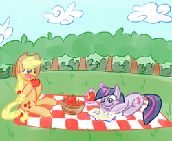 Size: 425x350 | Tagged: safe, artist:martinhello, pinkie pie, twilight sparkle, g4, magic, picnic, telekinesis