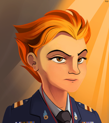 Size: 2000x2239 | Tagged: safe, artist:dimfann, spitfire, human, g4, female, high res, humanized, portrait, solo, wonderbolts uniform