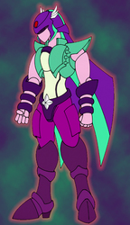 Size: 489x850 | Tagged: safe, artist:combatkaiser, aria blaze, equestria girls, g4, my little pony equestria girls: rainbow rocks, armor, crossover, powered exoskeleton, tekkaman, tekkaman blade