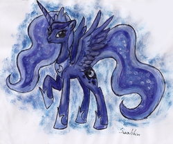 Size: 1960x1634 | Tagged: safe, artist:suahkin, princess luna, g4, female, solo, traditional art