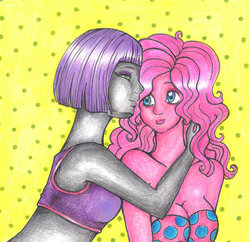 Size: 1024x992 | Tagged: safe, artist:lowytar, maud pie, pinkie pie, human, g4, cute, drawing, humanized, sisters, traditional art