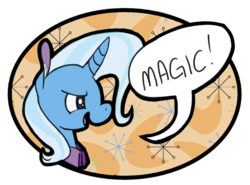 Size: 700x518 | Tagged: safe, artist:enma-darei, trixie, pony, unicorn, g4, female, magic, mare, one word, solo