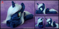 Size: 1024x511 | Tagged: safe, artist:lavim, princess luna, g4, female, filly, irl, photo, plushie, prone, solo, woona