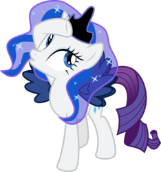 Size: 5000x5344 | Tagged: safe, artist:missbeigepony, princess luna, rarity, g4, testing testing 1-2-3, absurd resolution, clothes, cosplay, costume, female, lunarity, simple background, solo, transparent background, vector