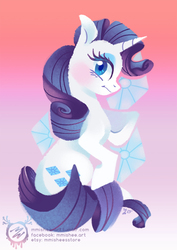 Size: 600x849 | Tagged: safe, artist:mmishee, rarity, pony, unicorn, g4, cutie mark, cutie mark background, female, hooves, horn, lineless, mare, sitting, solo