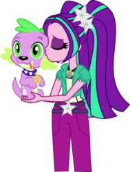 Size: 3018x3992 | Tagged: safe, artist:xebck, aria blaze, spike, dog, equestria girls, g4, my little pony equestria girls: rainbow rocks, age difference, ariabetes, cute, eyes closed, female, high res, interspecies, kissing, male, mind control, ship:ariaspike, simple background, spikabetes, spike the dog, spikelove, straight, transparent background, vector