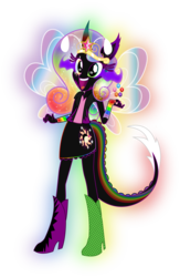 Size: 3258x5000 | Tagged: dead source, safe, artist:theshadowstone, oc, oc only, oc:princess changeling rainbow magic pants, equestria girls, g4, augmented tail, donut steel, equestria girls-ified, intentionally bad, quality, solo, stylistic suck