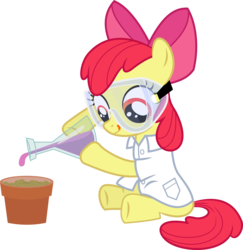 Size: 6000x6174 | Tagged: safe, artist:siaphra, apple bloom, g4, .svg available, absurd resolution, clothes, female, goggles, lab coat, potion, simple background, solo, transparent background, vector