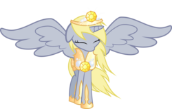 Size: 7000x4461 | Tagged: safe, artist:xebck, derpy hooves, alicorn, pony, g4, absurd resolution, alicornified, armor, crown, derpicorn, eyes closed, female, princess derpy, race swap, simple background, solo, transparent background, vector, xk-class end-of-the-world scenario
