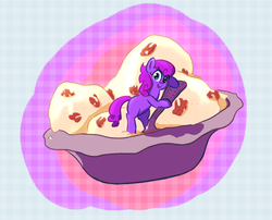 Size: 714x578 | Tagged: safe, artist:tanmansmantan, oc, oc only, oc:raisin, pony, ice cream, ponies in food, solo, spoon, tiny ponies