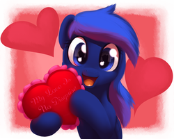 Size: 900x720 | Tagged: safe, artist:moonlitbrush, oc, oc only, cute, diabetes, happy, heart, hearts and hooves, smiling, solo, valentine