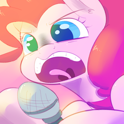 Size: 1000x1000 | Tagged: safe, artist:khorme, pinkie pie, g4, microphone, rock and roll, singing, song