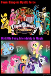 Size: 602x898 | Tagged: safe, applejack, fluttershy, pinkie pie, rainbow dash, rarity, twilight sparkle, g4, big crown thingy, mane six, mystic force, power rangers