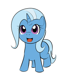 Size: 800x800 | Tagged: safe, artist:kloudmutt, trixie, pony, unicorn, g4, :d, female, filly, happy, mare, simple background, solo, white background, younger