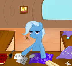 Size: 650x595 | Tagged: safe, artist:theparagon, spitfire, trixie, pony, unicorn, g4, blueprint, book, female, mare, pinecone, solo