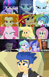 Size: 960x1484 | Tagged: safe, artist:themexicanpunisher, adagio dazzle, applejack, flash sentry, fluttershy, maud pie, pinkie pie, princess celestia, princess luna, principal celestia, rarity, sonata dusk, sunset shimmer, trixie, twilight sparkle, vice principal luna, human, equestria girls, g4, exploitable meme, female, flash sentry gets all the mares, implied teacher-student romance, male, mare magnet, maury povich, meme, pregnancy test, pregnancy test meme, ship:flashagio, ship:flashimmer, ship:flashjack, ship:flashlestia, ship:flashlight, ship:flutterflash, ship:lunasentry, ship:maudsentry, ship:pinkiesentry, ship:senata, ship:sentrity, ship:sentrixie, shipping, straight, this ended in pregnancy, twilight sparkle (alicorn), waifu thief