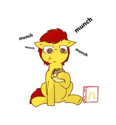 Size: 394x423 | Tagged: safe, artist:chunky soup, oc, oc only, oc:chunky soup, earth pony, pony, cute, eating, fast food, fat, solo