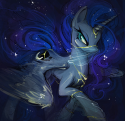 Size: 1000x969 | Tagged: safe, artist:chio-kami, princess luna, g4, female, horn, horn jewelry, jewelry, solo, veil