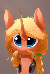 Size: 1181x1748 | Tagged: safe, artist:underpable, oc, oc only, pony, braid, bust, headphones, nom, solo