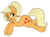 Size: 648x475 | Tagged: safe, artist:lulubell, applejack, g4, alternate hairstyle, bedroom eyes, female, grin, hooves, looking at you, prone, simple background, smiling, solo, transparent background, unshorn fetlocks