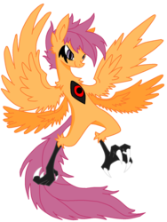 Size: 1200x1600 | Tagged: safe, artist:christomwow, scootaloo, harpy, g4, female, solo, species swap