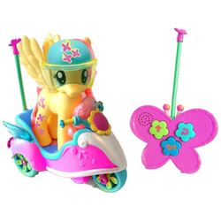Size: 600x600 | Tagged: safe, fluttershy, g4, cutie mark magic, doll, female, irl, photo, remote control, scooter, toy