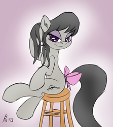 Size: 1280x1436 | Tagged: safe, artist:drizziedoodles, octavia melody, earth pony, pony, g4, bedroom eyes, female, solo, tail bow
