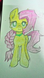 Size: 1836x3264 | Tagged: safe, artist:trolololololify, fluttershy, g4, braid, female, solo, traditional art