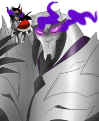 Size: 900x1105 | Tagged: safe, king sombra, g4, antagonist, crossover, megatron, this will end in tears and/or death, transformers, transformers prime