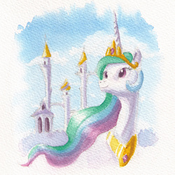 Size: 1088x1088 | Tagged: safe, artist:plainoasis, princess celestia, g4, female, solo, traditional art