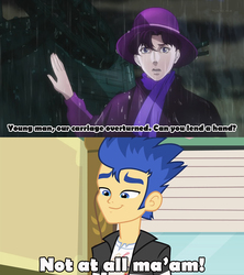Size: 756x850 | Tagged: safe, edit, flash sentry, equestria girls, g4, crossover, jojo's bizarre adventure, screencap comic, this will end in tears and/or death