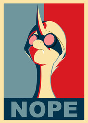 Size: 500x703 | Tagged: safe, artist:srmario, oc, oc only, oc:reinflak, changeling, ask reinflak, ask, changeling oc, engineer, helmet, hope poster, nope, nope.avi, solo, team fortress 2, tumblr
