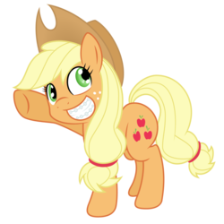 Size: 2000x2000 | Tagged: safe, artist:ashidaru, artist:neriani, applejack, earth pony, pony, g4, applejack's hat, braces, cowboy hat, cute, female, hat, high res, jackabetes, simple background, smiling, solo, transparent background, vector, waving