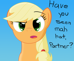 Size: 1280x1045 | Tagged: safe, artist:thematrixman, applejack, g4, female, hat, hatless, missing accessory, solo, talking to viewer