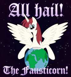 Size: 3000x3250 | Tagged: safe, artist:gray-wolf11, oc, oc only, oc:fausticorn, alicorn, pony, earth, faust worship, high res, lauren faust, pony bigger than a planet