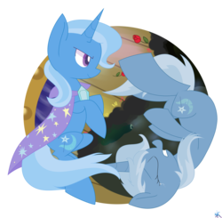 Size: 3500x3434 | Tagged: safe, artist:yaco, trixie, pony, unicorn, g4, crying, duality, female, high res, mare, simple background, solo, transparent background