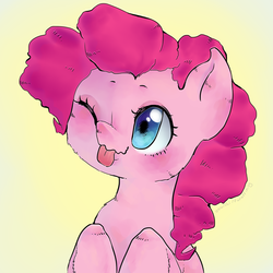 Size: 1000x1000 | Tagged: safe, artist:oouichi, pinkie pie, g4, female, solo, tongue out, wink