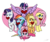 Size: 6321x5340 | Tagged: safe, artist:tsand106, applejack, fluttershy, pinkie pie, rainbow dash, rarity, twilight sparkle, alicorn, pony, g4, absurd resolution, cute, female, hearts and hooves day, mane six, mare, mouth hold, simple background, transparent background, twilight sparkle (alicorn), valentine's day, valentine's day card