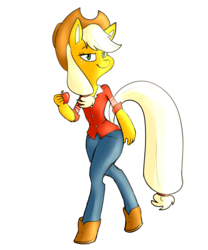 Size: 2500x3000 | Tagged: safe, artist:sacred-hedge, applejack, earth pony, anthro, unguligrade anthro, g4, female, high res, simple background, solo, transparent background