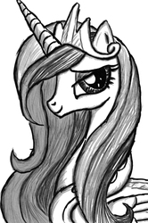 Size: 1053x1586 | Tagged: safe, artist:lethal-doorknob, princess cadance, g4, female, monochrome, solo