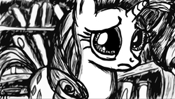 Size: 1366x768 | Tagged: safe, artist:lethal-doorknob, rarity, g4, female, monochrome, solo