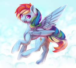 Size: 900x800 | Tagged: safe, artist:peachykat, rainbow dash, g4, cloud, cloudy, female, solo