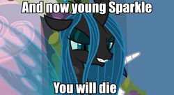 Size: 960x521 | Tagged: safe, queen chrysalis, g4, emperor palpatine, female, image macro, meme, solo, star wars