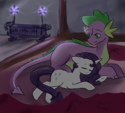 Size: 724x658 | Tagged: safe, artist:slytherinakatsuki, rarity, spike, g4, female, male, pregnant, ship:sparity, shipping, sleeping, straight