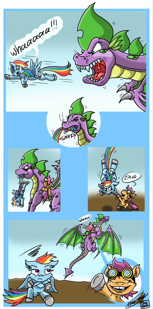 Spikezilla #824805 - safe, artist:dinodraketakethecake, rainbow dash, scootaloo ...