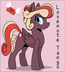 Size: 855x947 | Tagged: safe, artist:dbkit, oc, oc only, oc:lovenote tango, pegasus, pony, cutie mark, female, mare, pink background, simple background, solo