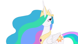 Size: 5760x3240 | Tagged: safe, artist:amana07, princess celestia, pony, g4, sweet and elite, absurd resolution, aside glance, female, looking back, mare, simple background, sly, solo, transparent background, vector