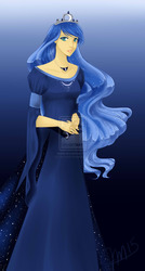 Size: 1475x2750 | Tagged: safe, artist:lia-amari, princess luna, human, g4, abstract background, clothes, dress, female, humanized, light skin, solo