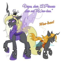 Size: 1280x1280 | Tagged: safe, artist:wiggles, oc, oc only, oc:queen vaspira, changeling, changeling queen, bambi 2, brown changeling, changeling queen oc, female, purple changeling, solo